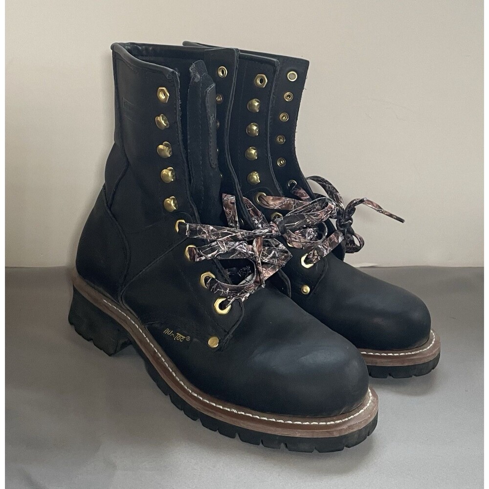 10M Black Ad Tec 2439 Womens 9” Leather Logger Combat Boots Soft Toe Work Boot